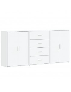 Credenze 3 pz Bianche 60x31x84 cm in Legno Multistrato 2