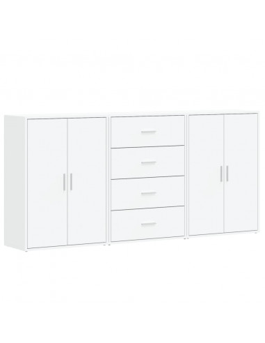 Credenze 3 pz Bianche 60x31x84 cm in Legno Multistrato