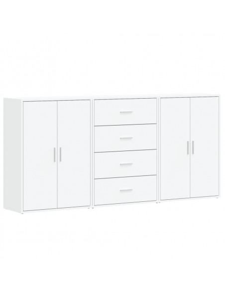 Credenze 3 pz Bianche 60x31x84 cm in Legno Multistrato