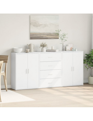 Credenze 3 pz Bianche 60x31x84 cm in Legno Multistrato