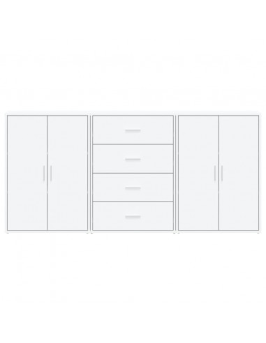 Credenze 3 pz Bianche 60x31x84 cm in Legno Multistrato