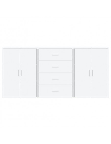 Credenze 3 pz Bianche 60x31x84 cm in Legno Multistrato