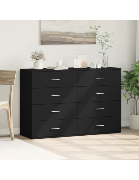 Credenze 2 pz Nere 60x39x80 cm in Legno Multistrato