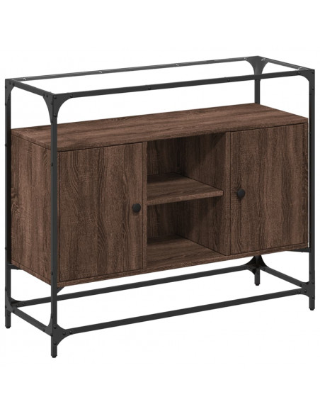 Credenza Piano Vetro Rovere Marrone 98x35x81 Legno Multistrato