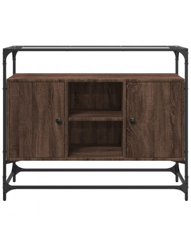 Credenza Piano Vetro Rovere Marrone 98x35x81 Legno Multistrato