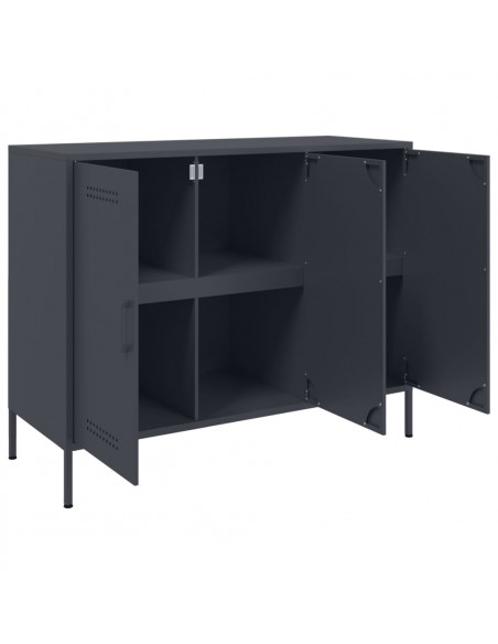 Credenza Antracite 100,5x39x79 cm in Acciaio Laminato a Freddo