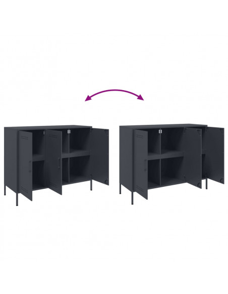 Credenza Antracite 100,5x39x79 cm in Acciaio Laminato a Freddo