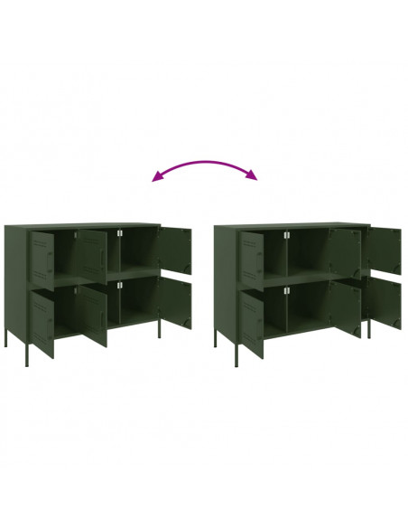Credenza Verde Oliva 100,5x39x79cm in Acciaio Laminato a Freddo