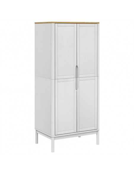 Armadio FLORO Bianco 77x53x171 cm in Legno Massello di Pino