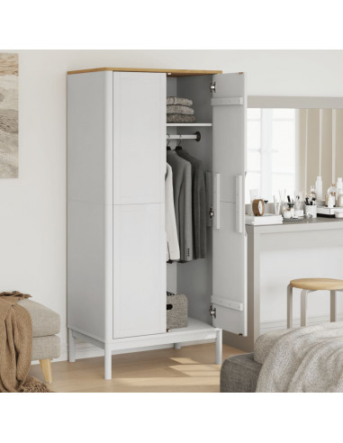 Armadio FLORO Bianco 77x53x171 cm in Legno Massello di Pino