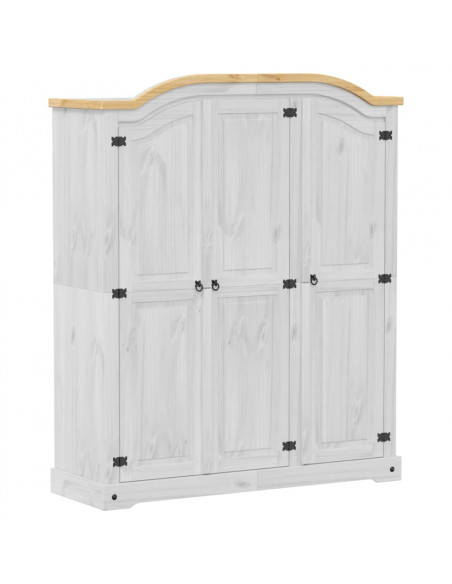 Armadio Corona Bianco 151,5x52x186 cm in Legno Massello di Pino