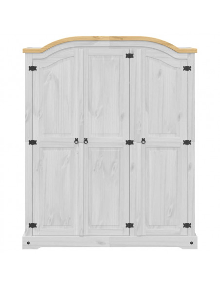 Armadio Corona Bianco 151,5x52x186 cm in Legno Massello di Pino