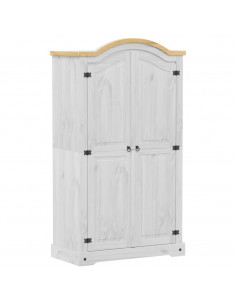 Armadio Corona Bianco 102x52x186 cm in Legno Massello di Pino 2