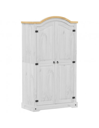 Armadio Corona Bianco 102x52x186 cm in Legno Massello di Pino