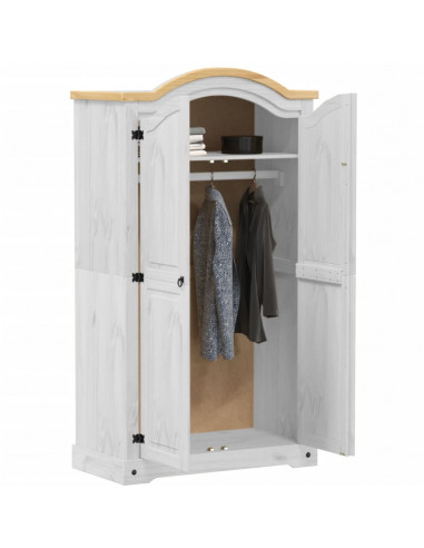 Armadio Corona Bianco 102x52x186 cm in Legno Massello di Pino