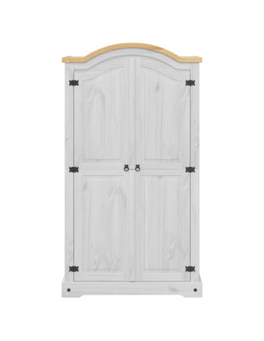 Armadio Corona Bianco 102x52x186 cm in Legno Massello di Pino