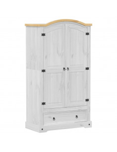Armadio Corona Bianco 102x52x186 cm in Legno Massello di Pino 2