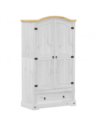 Armadio Corona Bianco 102x52x186 cm in Legno Massello di Pino