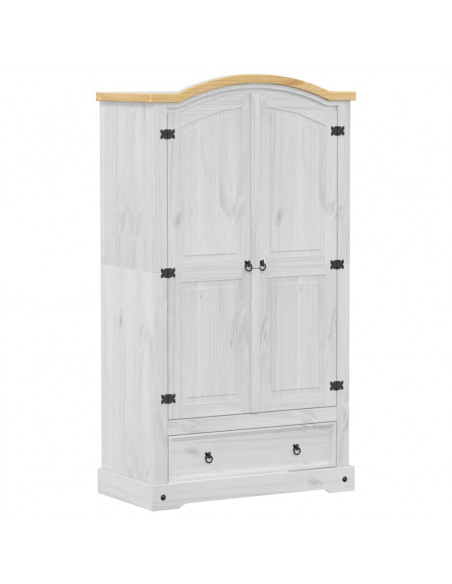 Armadio Corona Bianco 102x52x186 cm in Legno Massello di Pino
