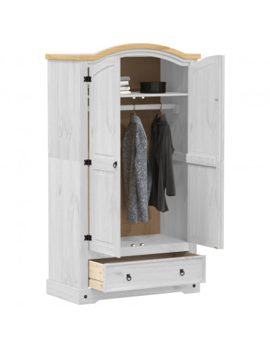 Armadio Corona Bianco 102x52x186 cm in Legno Massello di Pino