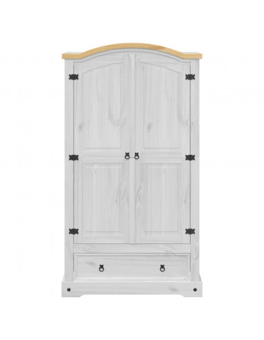 Armadio Corona Bianco 102x52x186 cm in Legno Massello di Pino