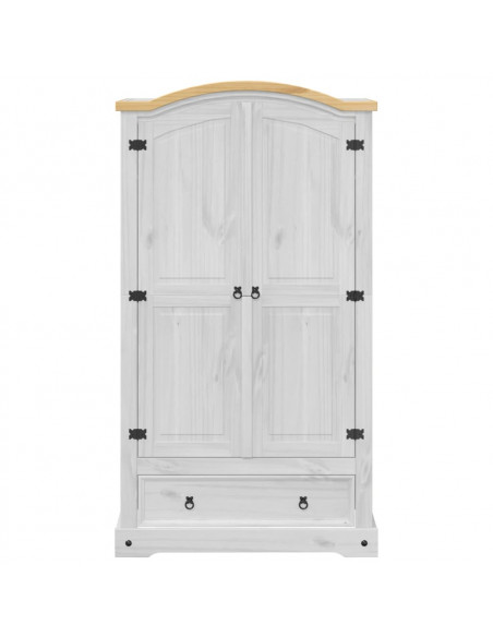 Armadio Corona Bianco 102x52x186 cm in Legno Massello di Pino