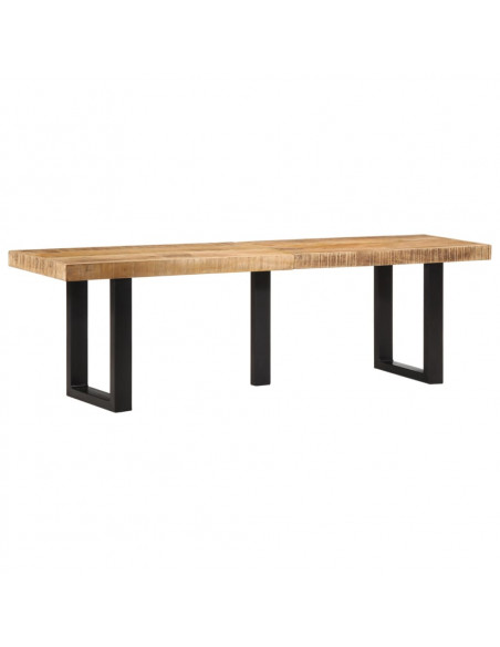 Panca 160 cm in Legno Massello di Mango Grezzo e Acciaio