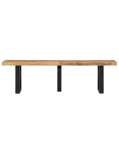 Panca 160 cm in Legno Massello di Mango Grezzo e Acciaio