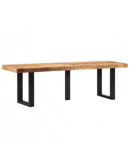 Panca 160 cm in Legno Massello di Mango Grezzo e Acciaio