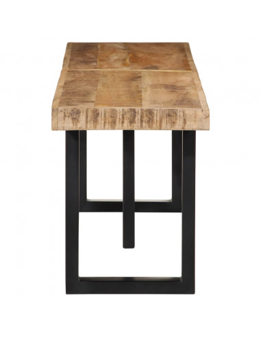 Panca 160 cm in Legno Massello di Mango Grezzo e Acciaio