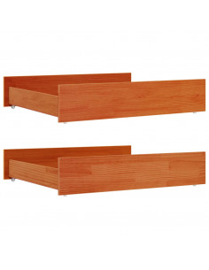 Cassetti per Letto 2pz Marrone Cera in Legno Massello di Pino 2