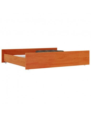 Cassetti per Letto 2pz Marrone Cera in Legno Massello di Pino