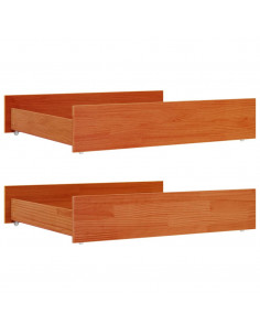 Cassetti per Letto 2pz Marrone Cera in Legno Massello di Pino 2