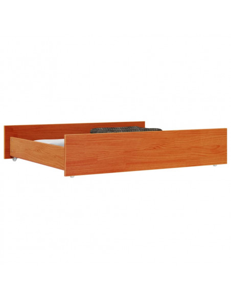 Cassetti per Letto 2pz Marrone Cera in Legno Massello di Pino