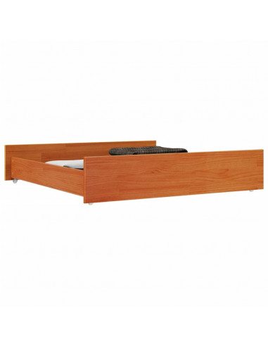 Cassetti per Letto 2pz Marrone Cera in Legno Massello di Pino