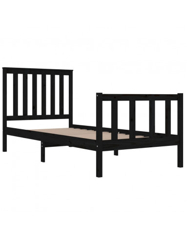 Giroletto in Legno Massello Nero 75x190 cm Small Single