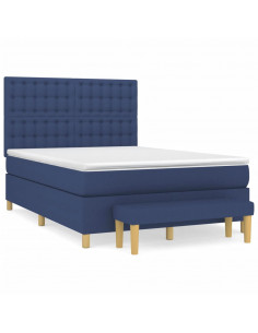 Giroletto a Molle con Materasso Blu 140x190 cm in Tessuto 2