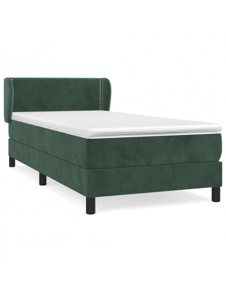 Giroletto a Molle con Materasso Verde Scuro 100x200 cm Velluto