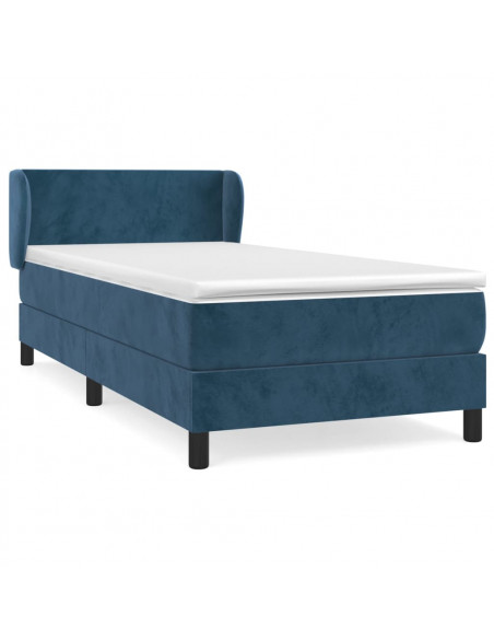 Giroletto a Molle con Materasso Blu Scuro 90x190 cm in Velluto