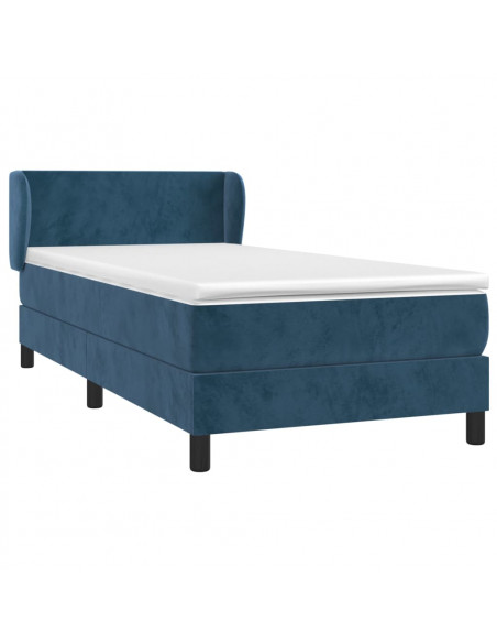 Giroletto a Molle con Materasso Blu Scuro 90x190 cm in Velluto