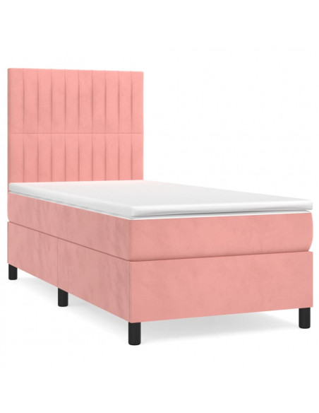 Giroletto a Molle con Materasso Rosa 90x190 cm in Velluto