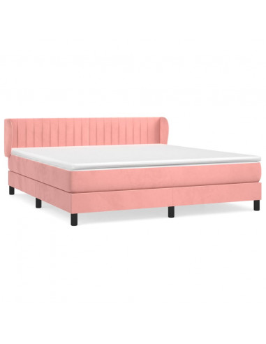 Giroletto a Molle con Materasso Rosa 180x200 cm in Velluto