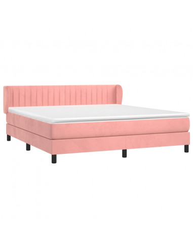 Giroletto a Molle con Materasso Rosa 180x200 cm in Velluto