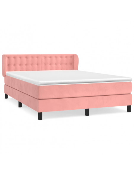 Giroletto a Molle con Materasso Rosa 140x190 cm in Velluto