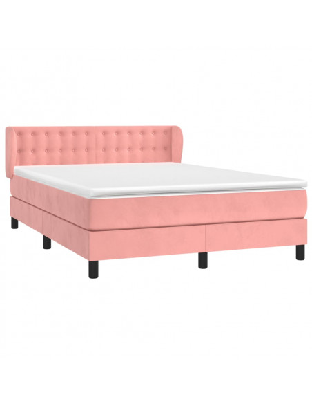 Giroletto a Molle con Materasso Rosa 140x190 cm in Velluto