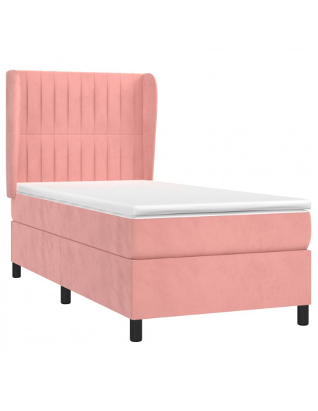 Giroletto a Molle con Materasso Rosa 90x190 cm in Velluto