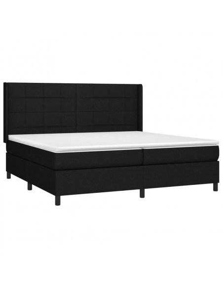 Letto a Molle Materasso e LED Nero 200x200cm in Tessuto