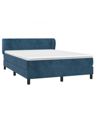 Giroletto a Molle con Materasso Blu Scuro 140x190 cm in Velluto