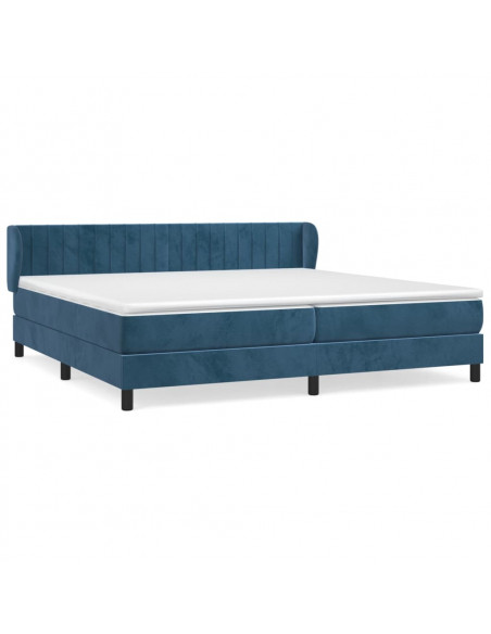 Giroletto a Molle con Materasso Blu Scuro 200x200 cm in Velluto