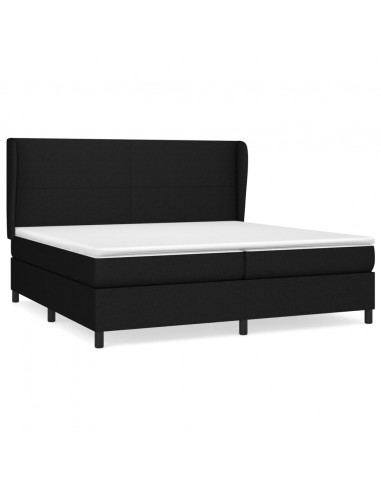 Giroletto a Molle con Materasso Nero 200x200 cm in Tessuto